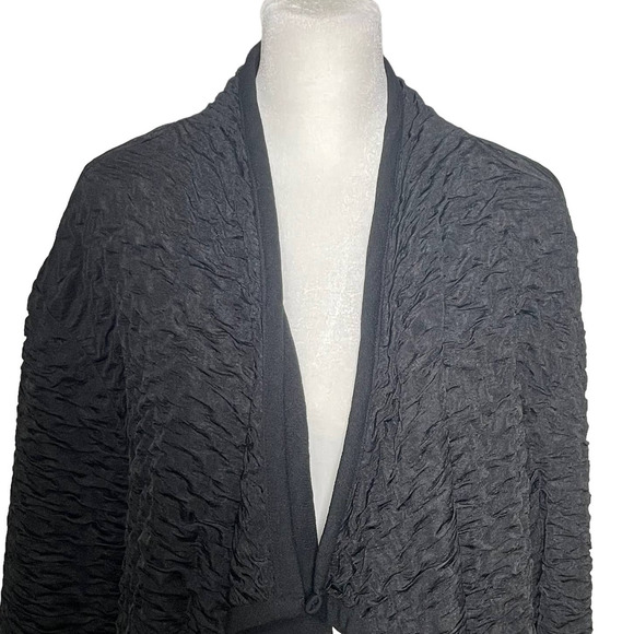 Sole Dione Studio Open Front Cascading Coatigan Black Women Plus Sz 2X Soho Art - Picture 2 of 11